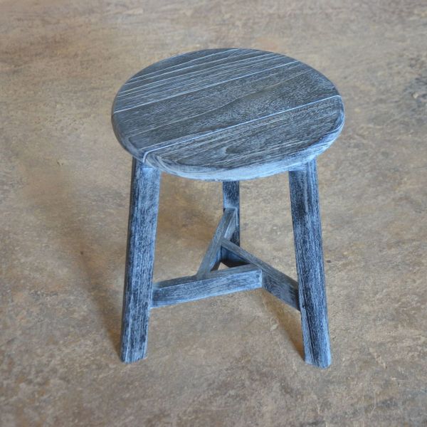 Teak round stool seat detail