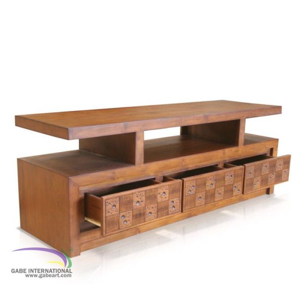 Jodha tv stand teak wood drawers pulled