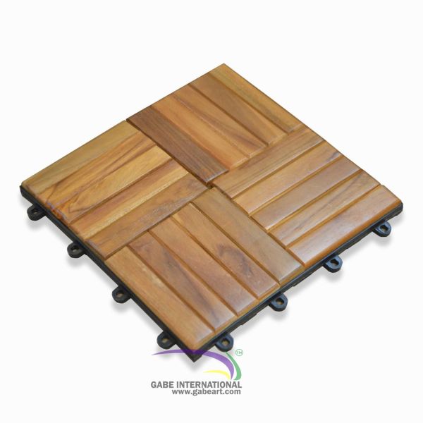 Teak Flooring Mosaic 5 Stacks snap in plastic base