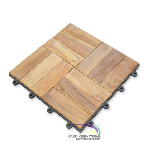Teak flooring mosaic 3 stripes solid wood planks