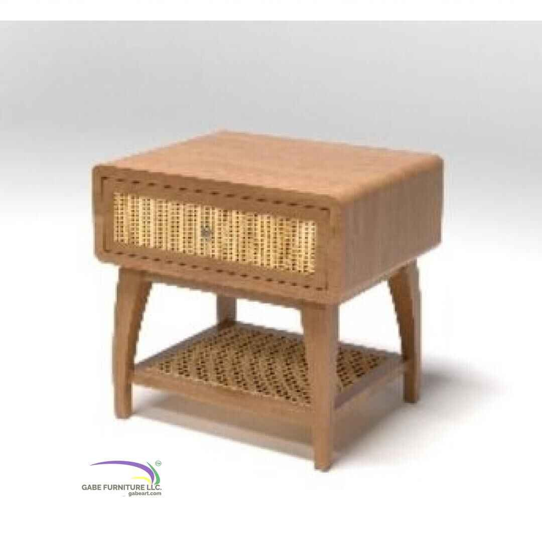 Bedside Table Pacific With Rattan Drw A