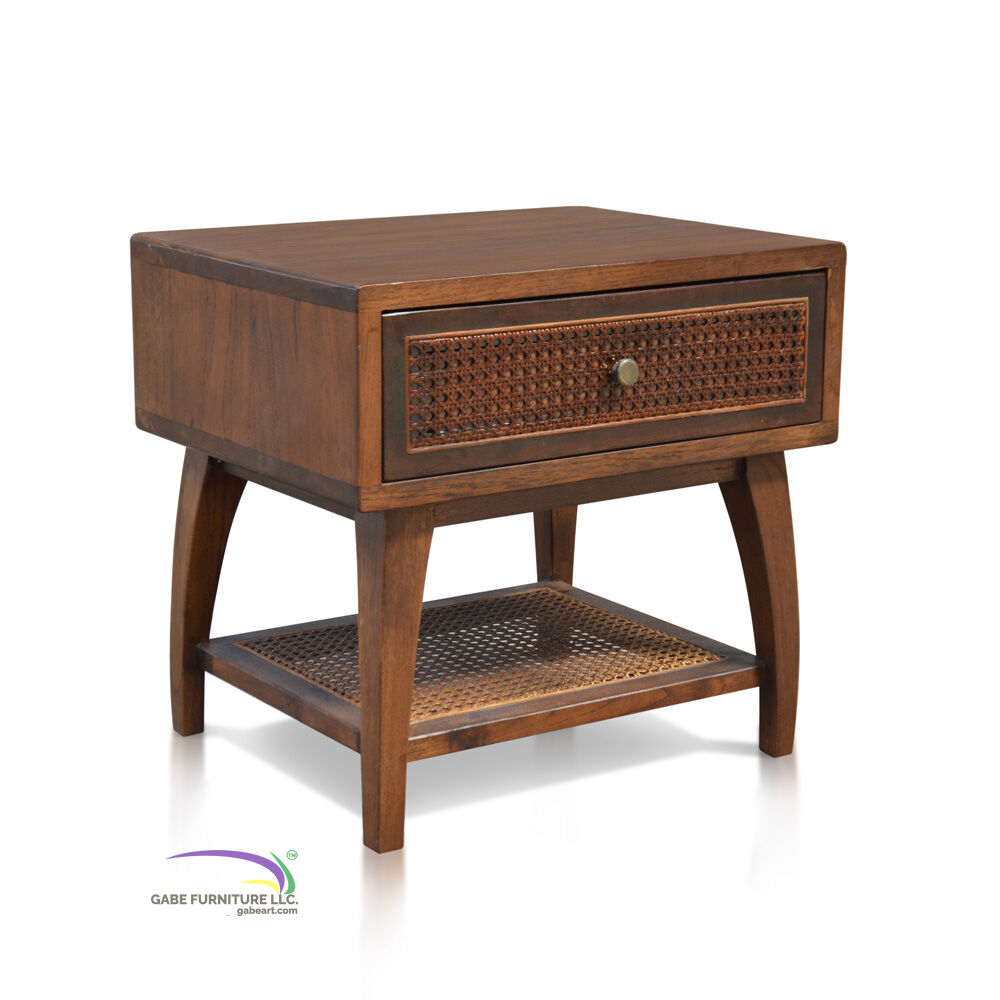 Bedside Table Pacific With Rattan Drw B