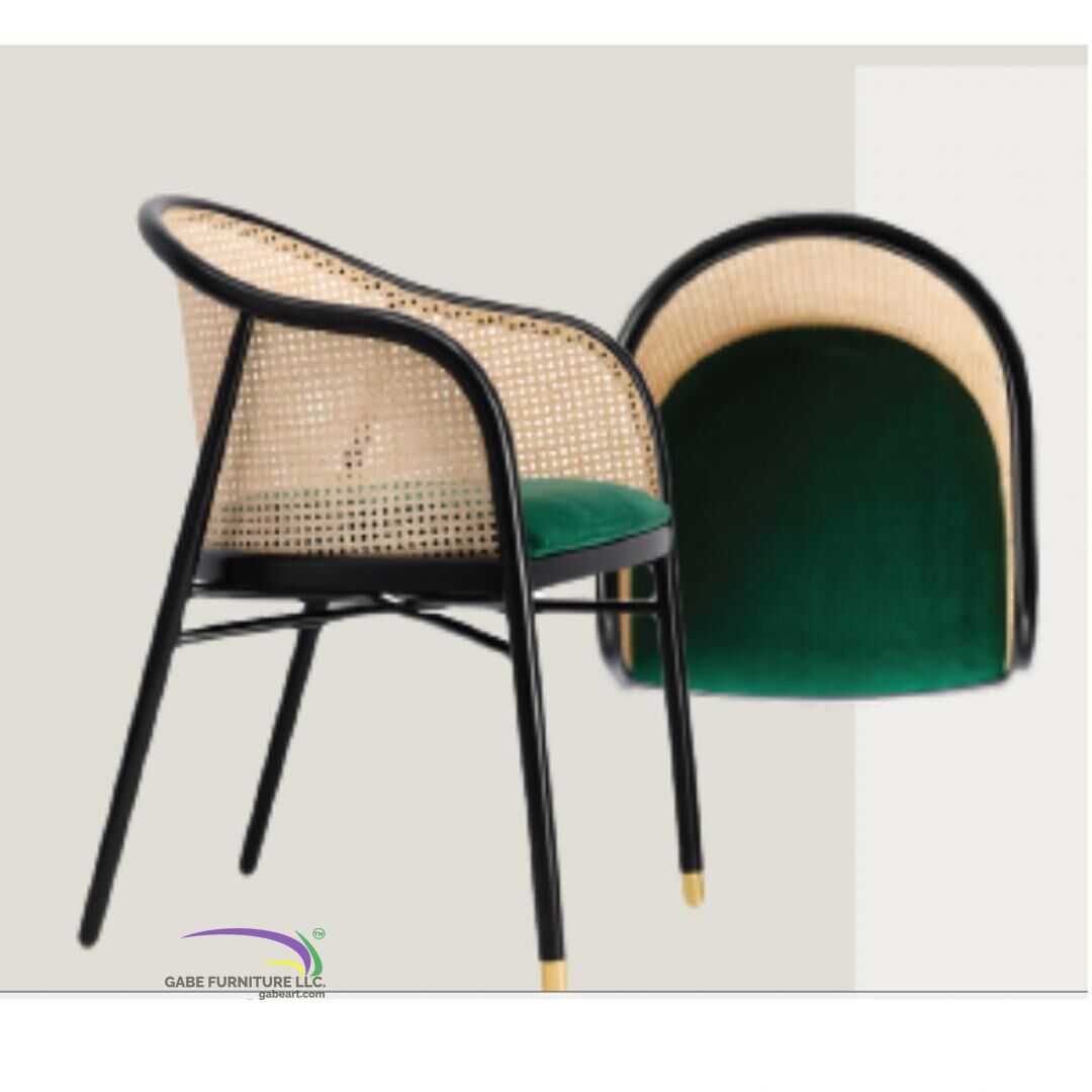 Dining Chair Round Back And Arm With Rattan Teak B