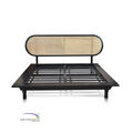 Bed Neonouveau Model B In Teak With Rattan - Queen - New Size D icon