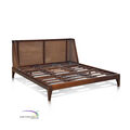 Bed Oblique Headboard In Teak Mattress Size 180x200 With Rattan Weaving E icon