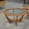 Circular wooden frame round glass panel  top coffee table 