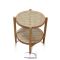 Mindi wood round table rattan skin wicker detailed view