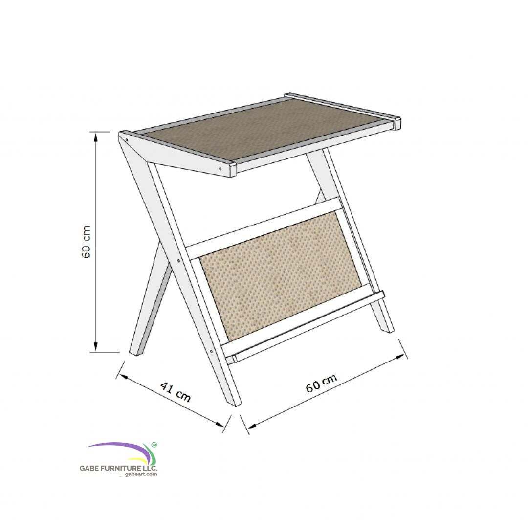 Laptop Desk Junifer Size 60cm - Top Rattan With Rattan Shelves B