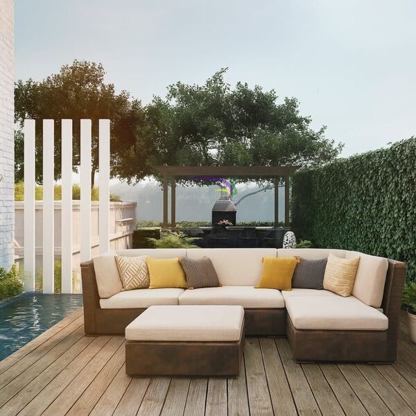 Outdoor Modern Sectional Sofa With Ottoman