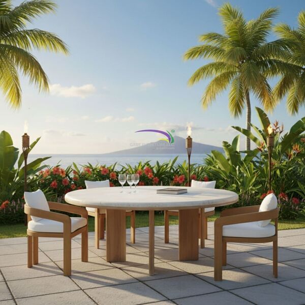 Aurelia 180 Round Travertine Dining Table
