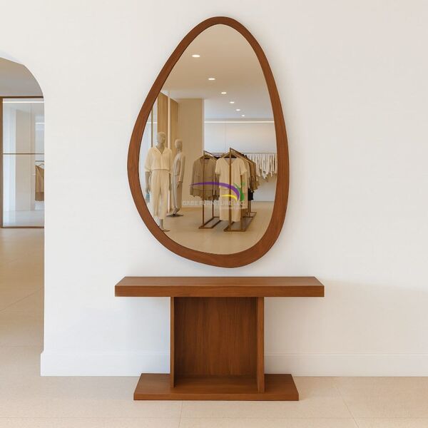 Aurora Teardrop Teak Mirror