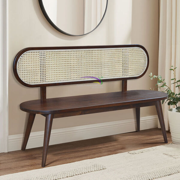 Bench In Teak With Rattan Lias - Rby Color