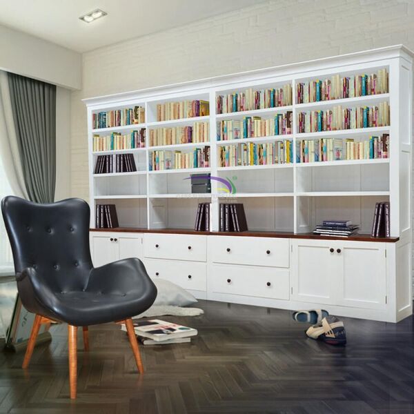 White Colonial Library Wall Cabinet 