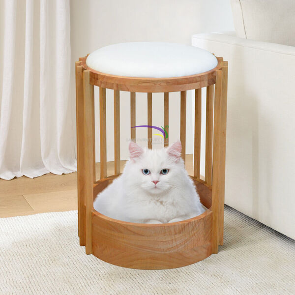 Mindi Wood Cat Ottoman