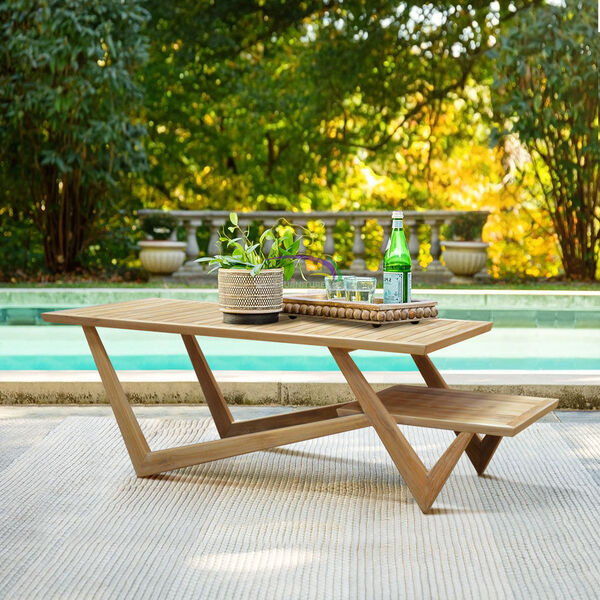 Coffee Table 2 Tier Small In Teak Slats