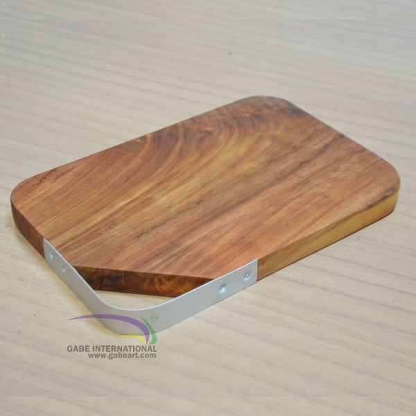 Teak wood Cutting board aluminum handle