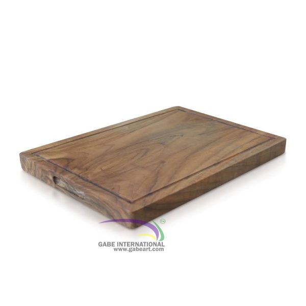 Cutting board recessed handle teak wood