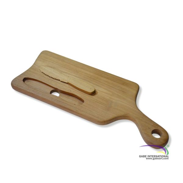 Teak cuttiing rectangular shape wooden knife backside