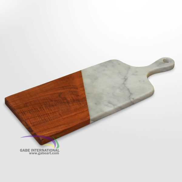Cutting board solid wood and recycle marble