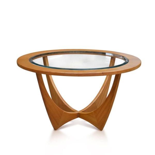 Glass top circular wood table white