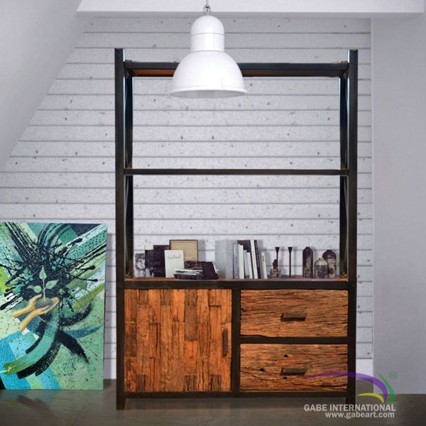 Recycled wood Industrial bookcase