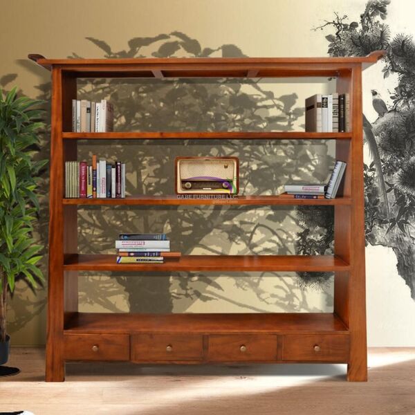 Jepang Library 4 Shelf (no Backside), 4 Drw, Tb Side Panels - 188 X 30 X 180