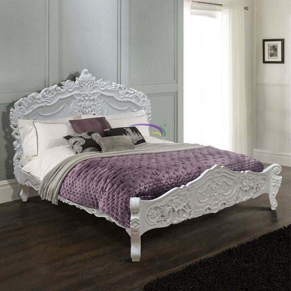 King Rococo Bed White