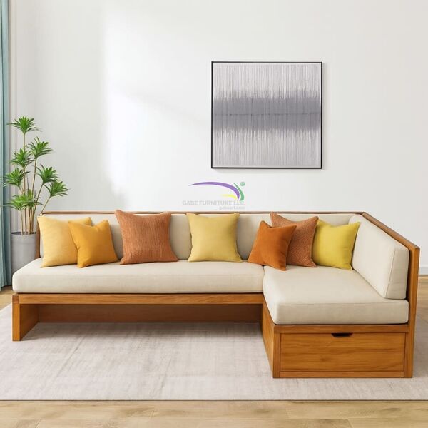 Teak Harmony L-shape Sofa With Storage Drawer