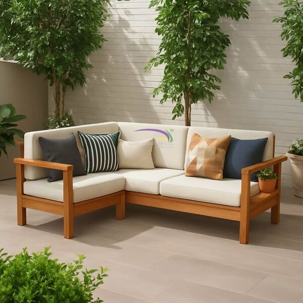 Teak Outdoor Corner Sofa With Armrests