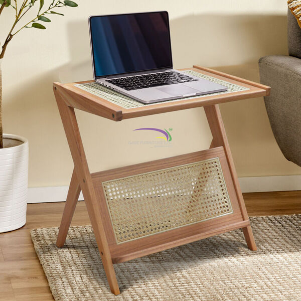 Laptop Desk Junifer Size 60cm - Top Rattan With Rattan Shelves