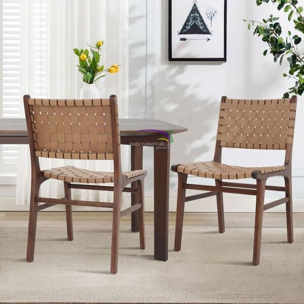 Leather Wooven Dining Chair