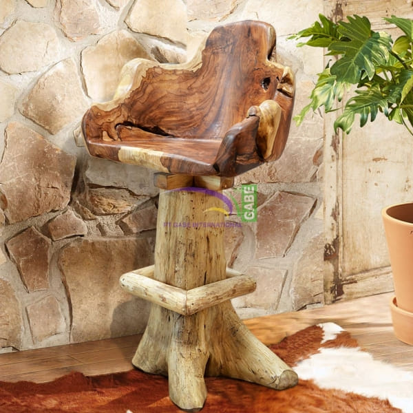 Log Teak Wood Furniture Type Barstool
