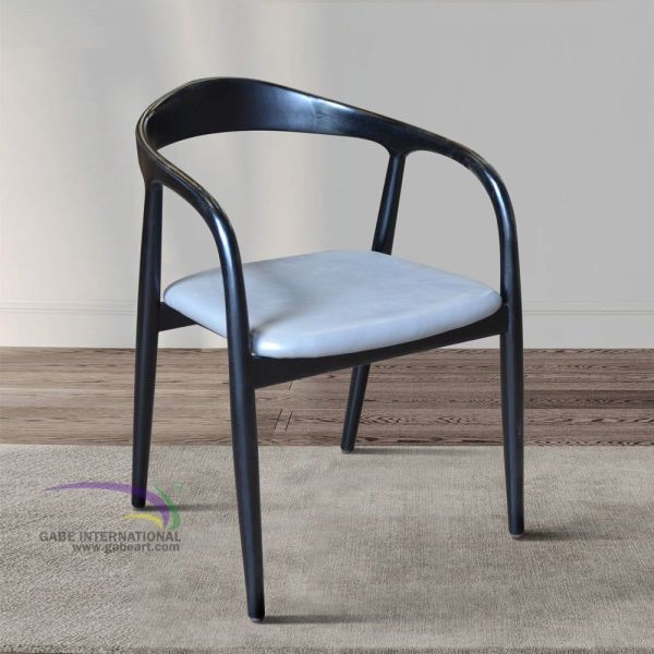 Neva round chair black painted teak wood frame