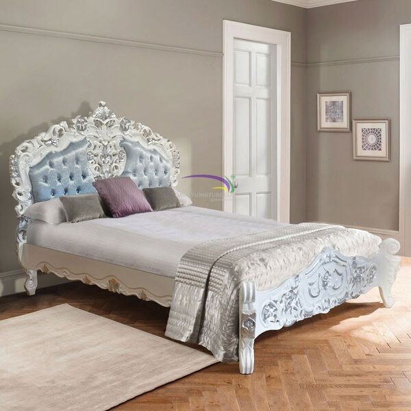 Queen Rococo Bed With Padded Headboard 154 X 204