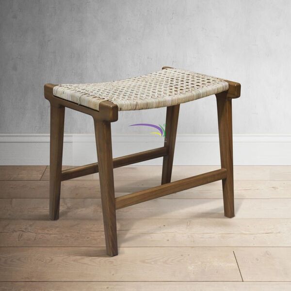 Rattan & Teak Stool
