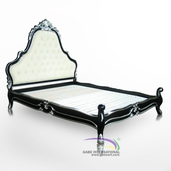 Rococo chateau bed silver accent black frame