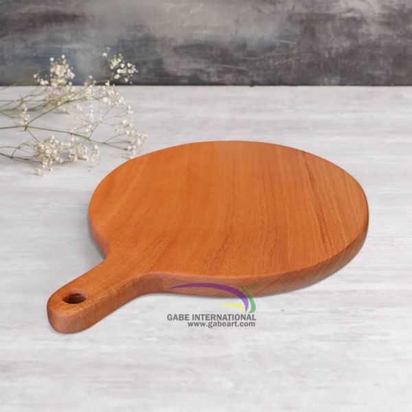 Round cutting board simple handle solid wood
