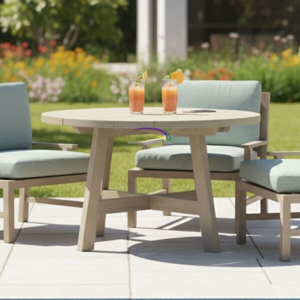 Round Outdoor Teak Table 110 Cm