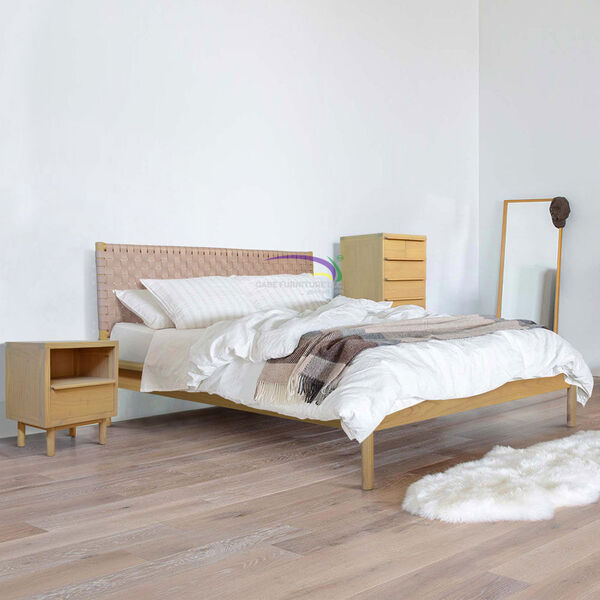Seed Bed With Woven Leather Mattress Size 160x200 