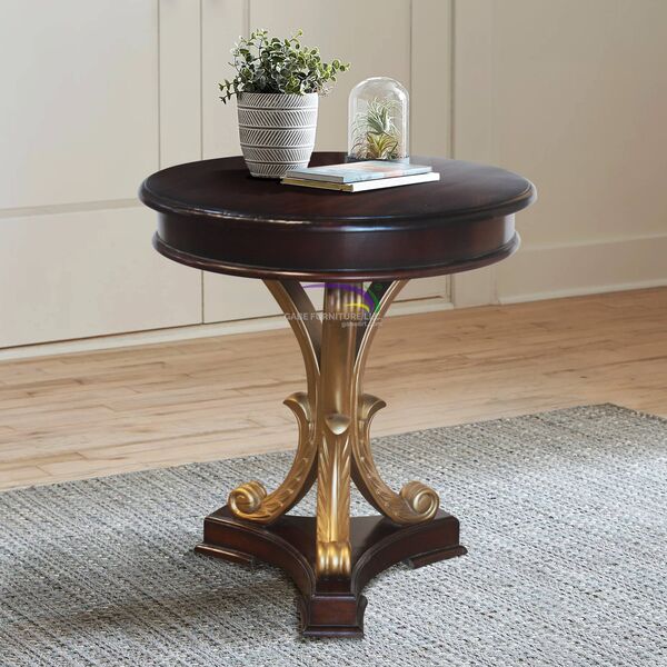 Side Table Gold Leaf With Marble Top