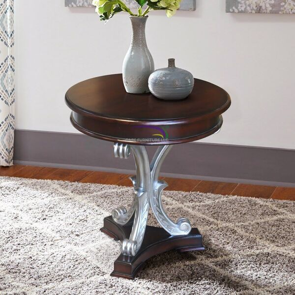 Side Table Silver Leaf With Marble Top