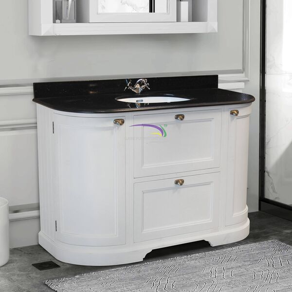 Single Vanity Parm White - Black Marble