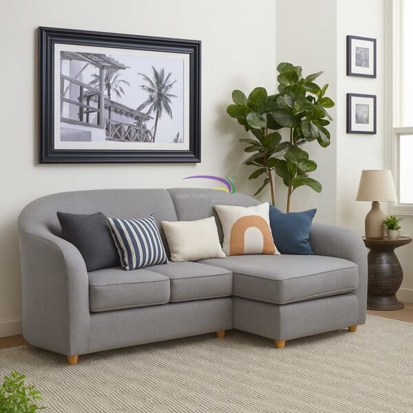 Cozy Grey Fabric Chaise Sofa