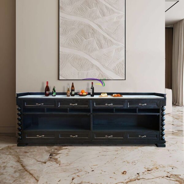 Solid Teak Buffet With Carrara Marble Top