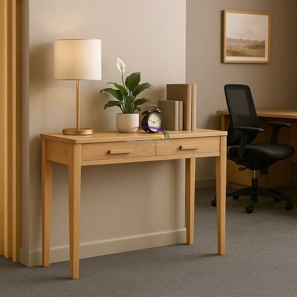 Solid Teak Console Table With 2 Drawers