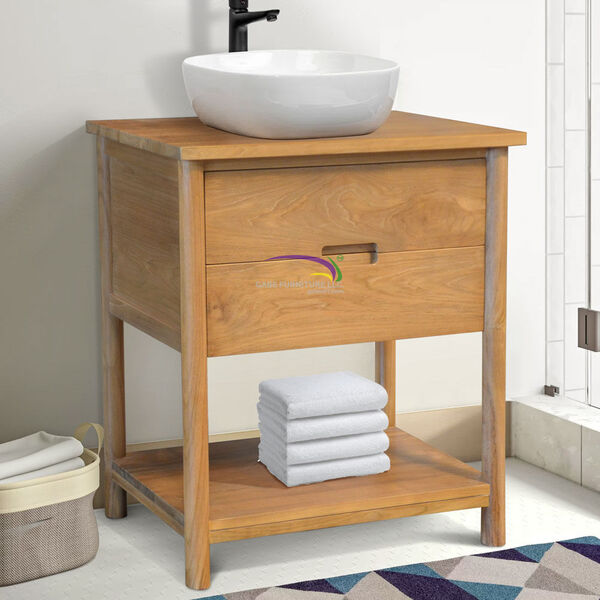 Solid Teak Vanity Cabinet – Single Sink Base