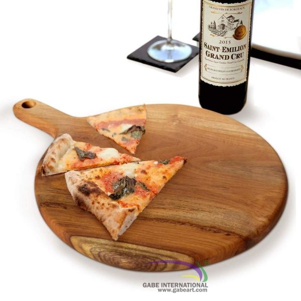 Solid wood white cutting board pizza