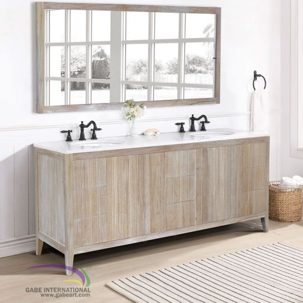 Teak Bathroom Vanity - Optional Double Sinks and Marble Top