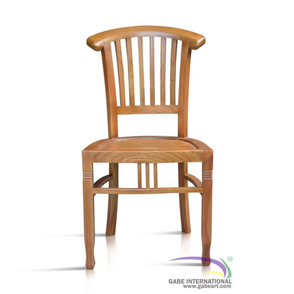 Teak Side Chair - Lenong Batavia -Wood Slats Back Front View