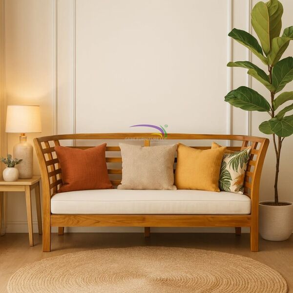 Lattice Back Teak Sofa